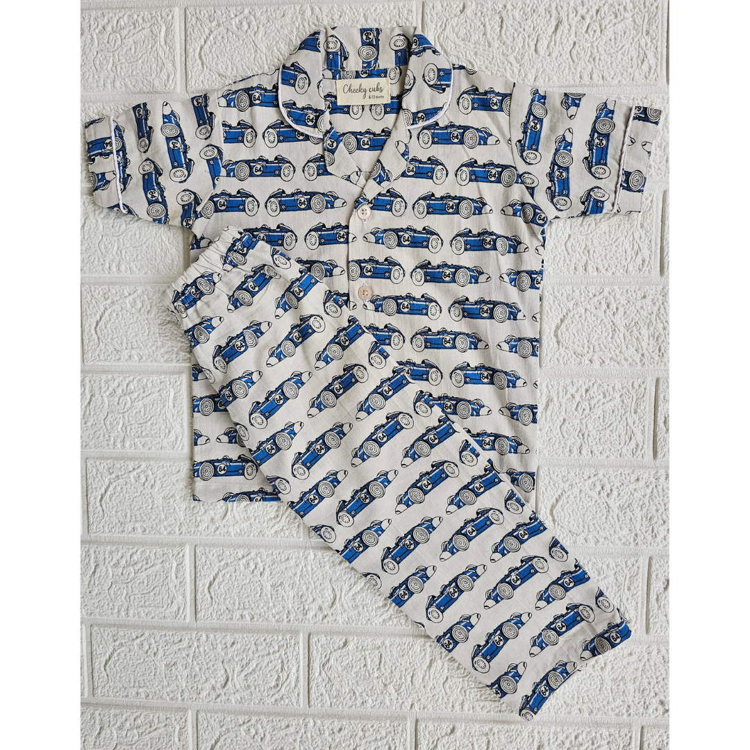 Blue Car Night Suit Set