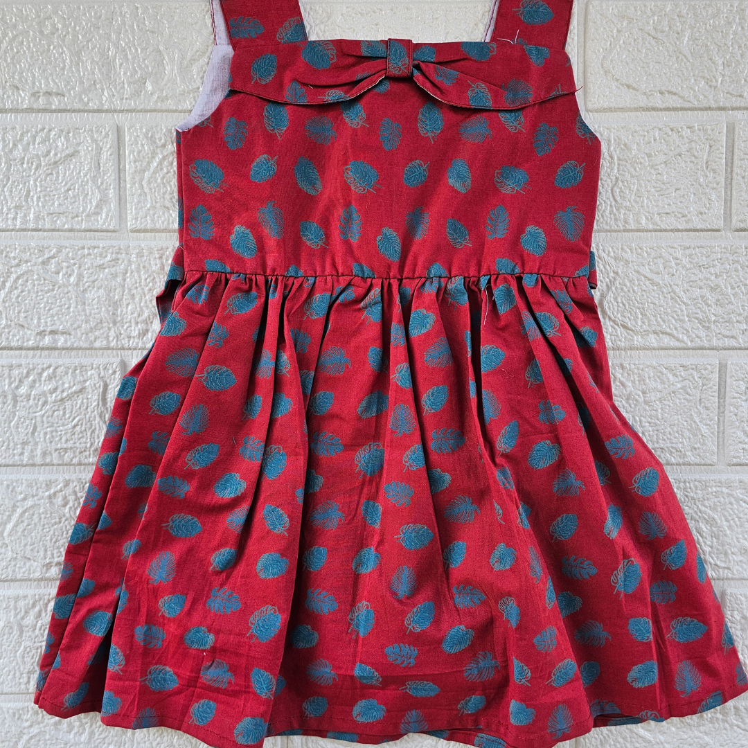 Red leaf Girls Frocks