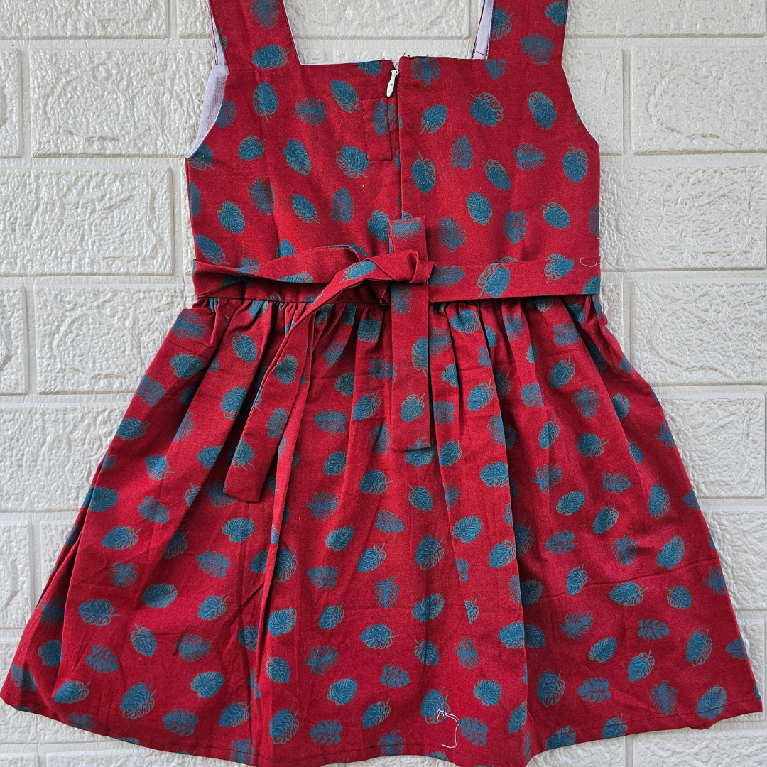 Red leaf Girls Frocks - Image 2