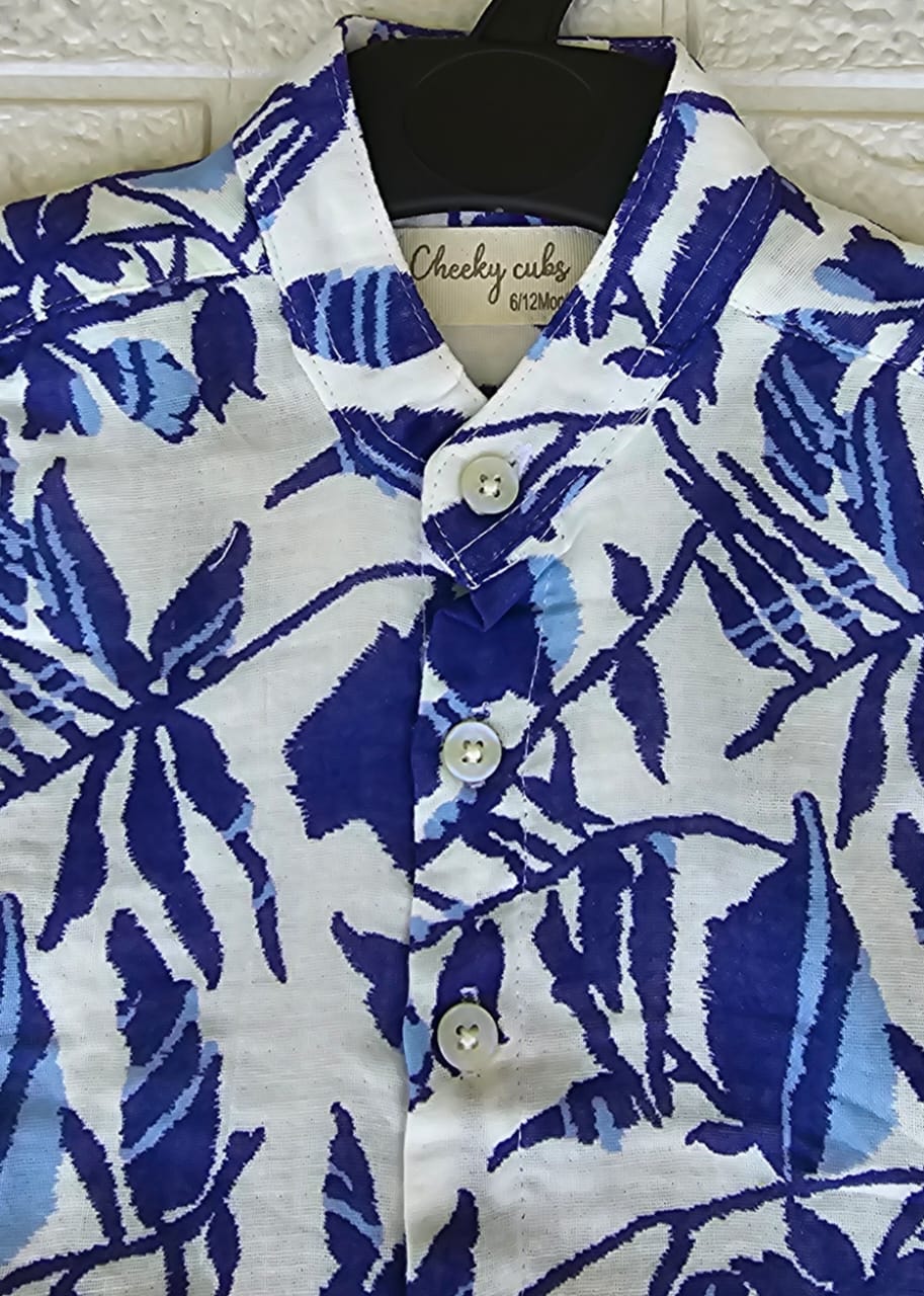 Pepsi Blue Leaf & White Shorts Boys set - Image 4