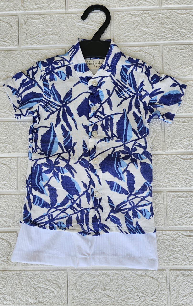Pepsi Blue Leaf & White Shorts Boys set - Image 2