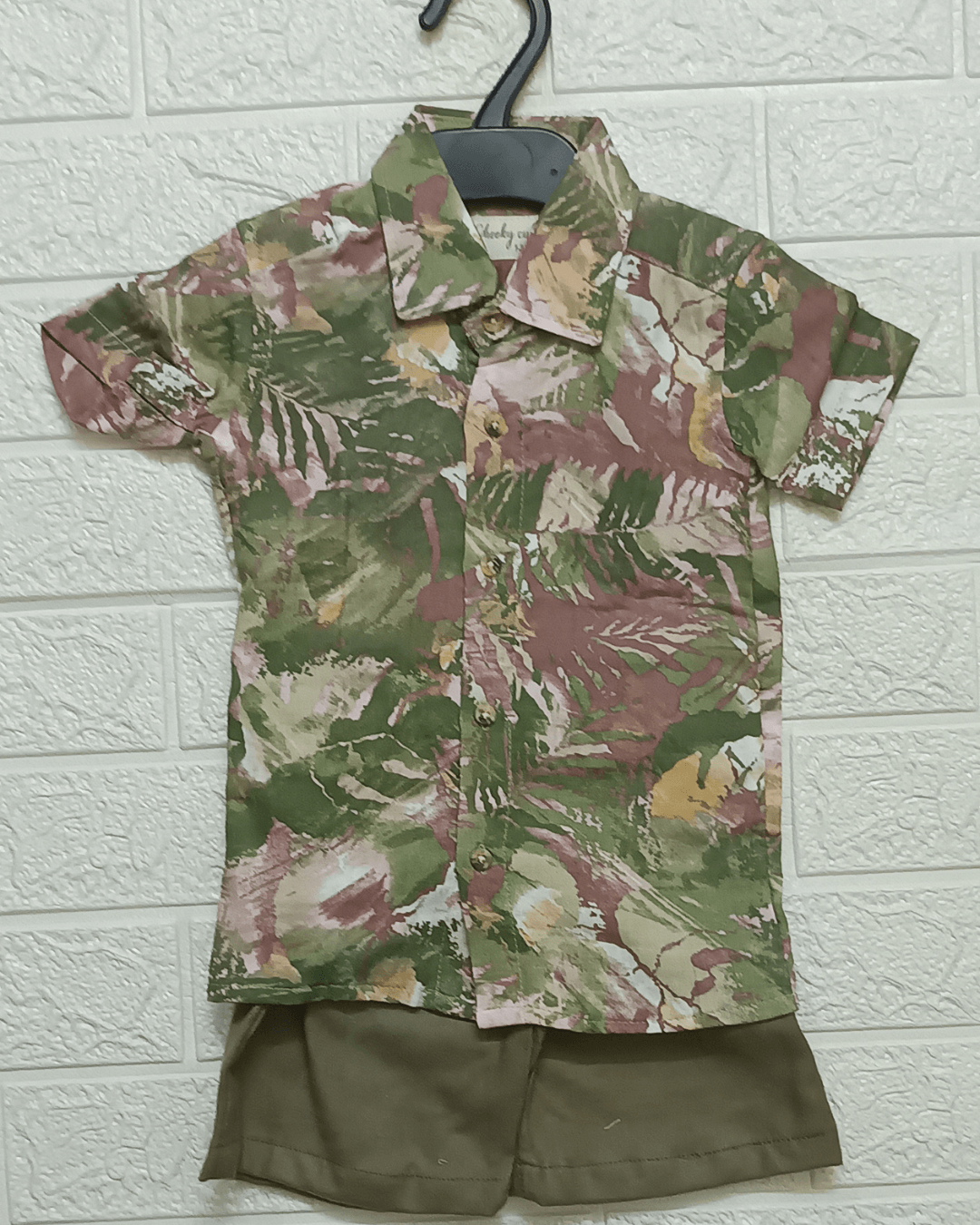 Mauve green with shorts boys set
