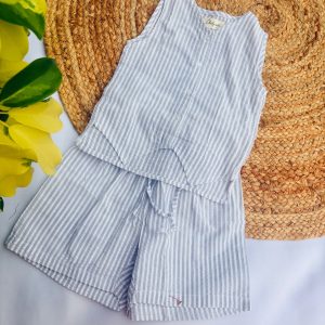 Grey Stripe Cotton Co-Ord Set for Kids