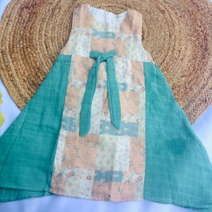 Green Muslin Patch with Brown Floral