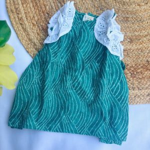 Green with white frock