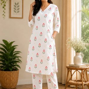 White Tulip Women’s Cotton Co-ords Set