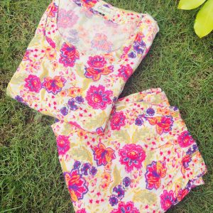 White with Multi Flower