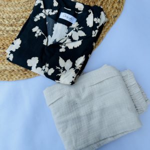 Black chiffon floral