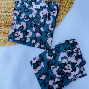 Blue and pink floral cubical