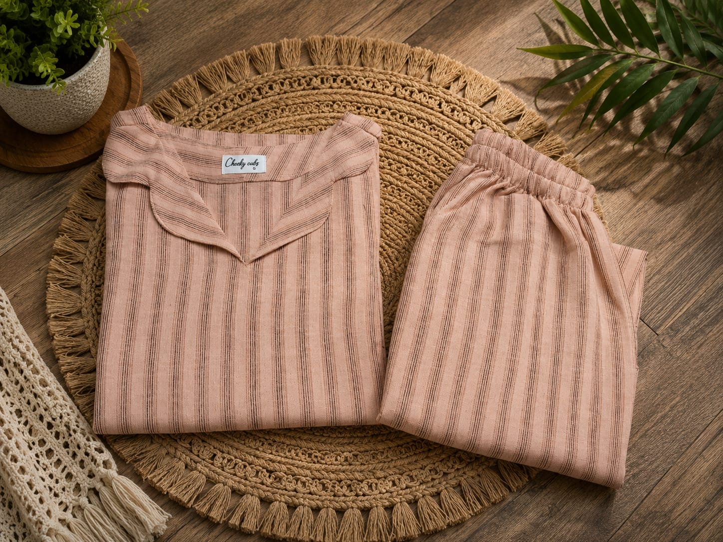 Peach of brown stripes