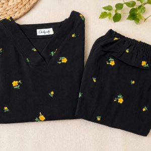 Black small yellow flower
