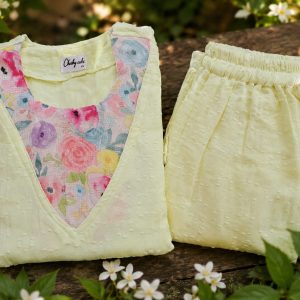 Lemon yellow floral neck