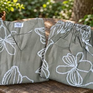 Olive green big flower