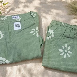 Green stripes block print