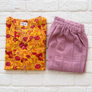 Yellow with red floral