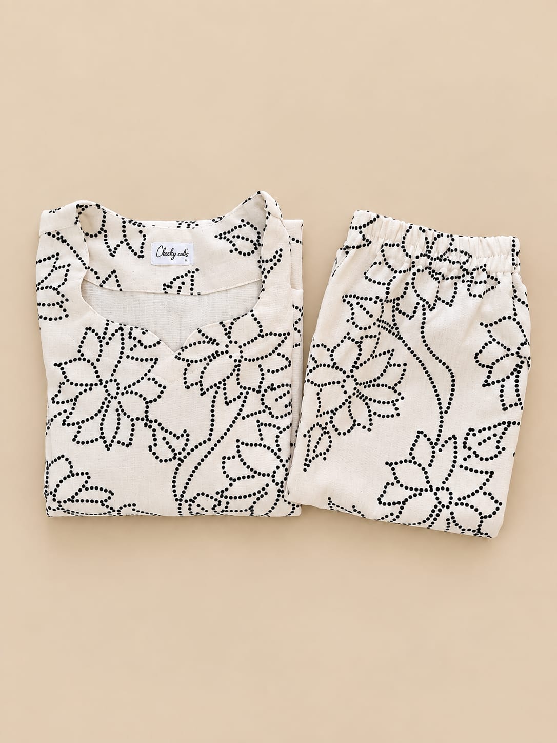 Black flower dots(A line with palazzo)